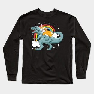 Corgi Riding Dinosaur Long Sleeve T-Shirt